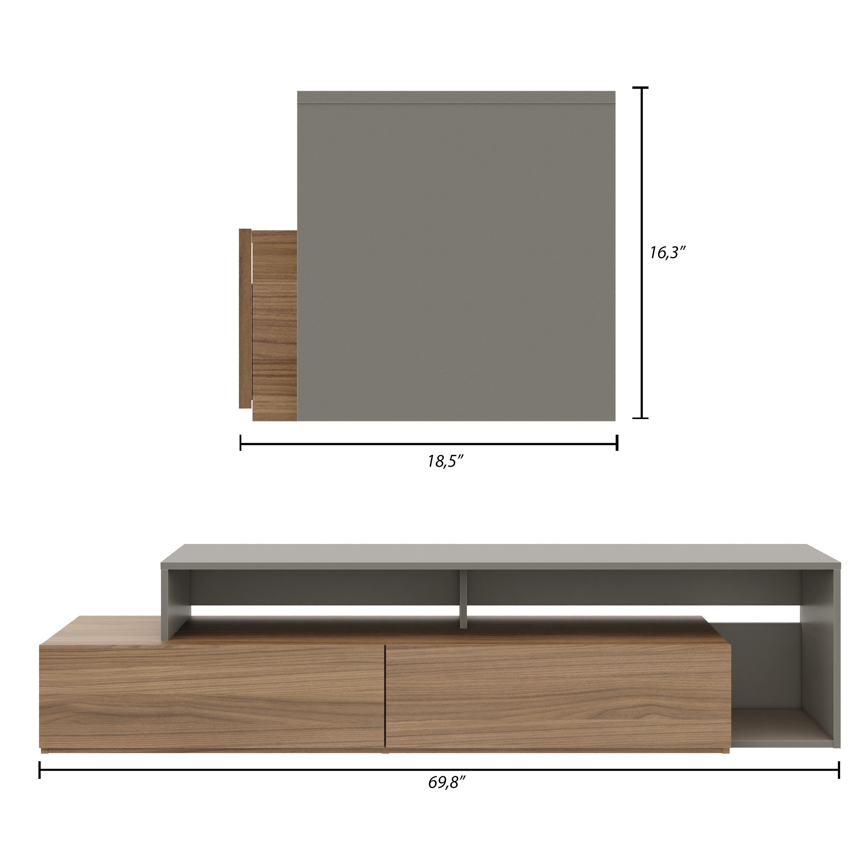 Nexera Tonik TV Stand for TVs up to 65 in., Nutmeg and Greige