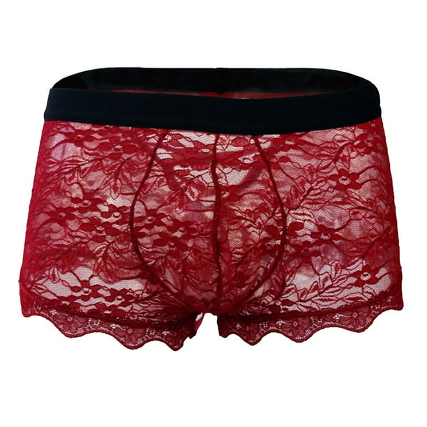 YUEHAO Mens Underwear Men's Underwear Lace Transparent Mesh Low Waist
