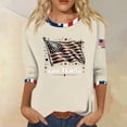 thumbnail image 2 of Youpwaven America 250th Anniversary Women's 3/4 Sleeve Top, USA 250 Years Patriotic Graphic Shirt, 4th of July Waving Flag Crew Neck Tee with Contrast Trim, 2 of 7