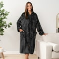 thumbnail image 4 of PAVILIA Womens Housecoat Zip Robe, Fleece Zip Up Front Robe Bathrobe, Plush Warm Zipper House Coat Lounger for Women Ladies Elderly with Satin Trim, Pockets, Long - Black (Small/Medium), 4 of 10