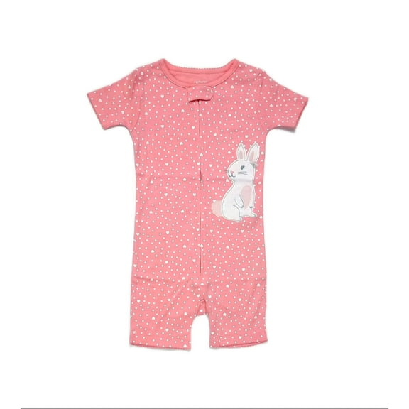 Carter's Toddler Girl's Pink Polka Dot Bunny Pajama One-Piece, Shortalls (Size 5T)