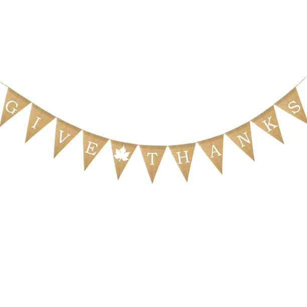 Banderines de arpillera con letras de 2,8 m, banderines de guirnalda para fiesta del Día de Acción de Gracias, decoración del hogar, decoración de bodas y fiestas
