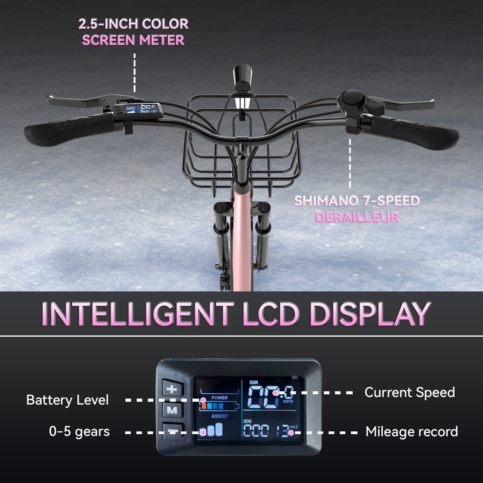 24 Inch Cruiser Electric Bike, E-Bike for Adults, Ebike with 48V 13AH Removable Battery, Step Through Ebike for Women Men,City Electric Bicycle,for City Commute Black
