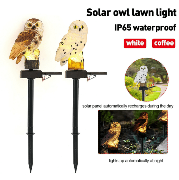 Outdoor Waterproof Solar Power LED Owl Light Garden Yard Landscape Decor Lamp 