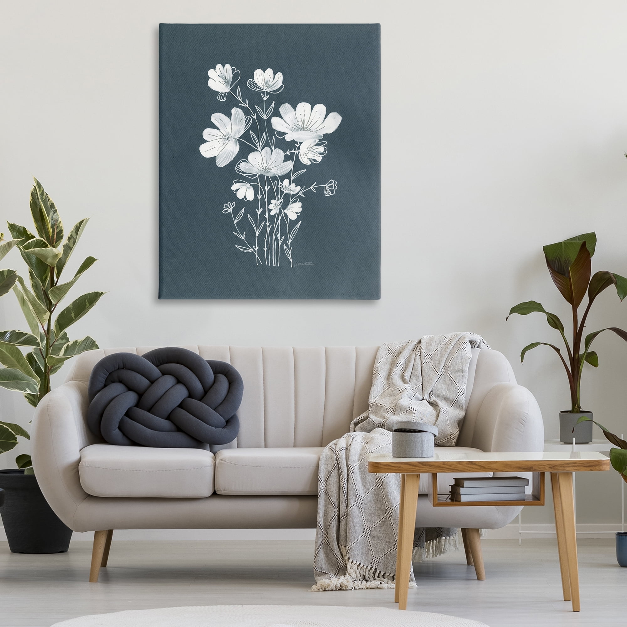 Stupell Industries White Simple Florals Plants & Flowers Painting Wrapped Canvas Art Print Wall Art, 36 x 48