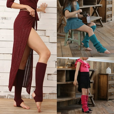 

Women Girl Knitted Warm Knee High Stirrup Yoga Sport Dance Leg Warmers Socks