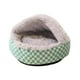 thumbnail image 4 of Cama de felpa con capucha para gatos, refugio para gatitos, cojín para gatos, cueva cálida, nido para mascotas, casa para cachorros y gatos de Verde gris, 4 of 9