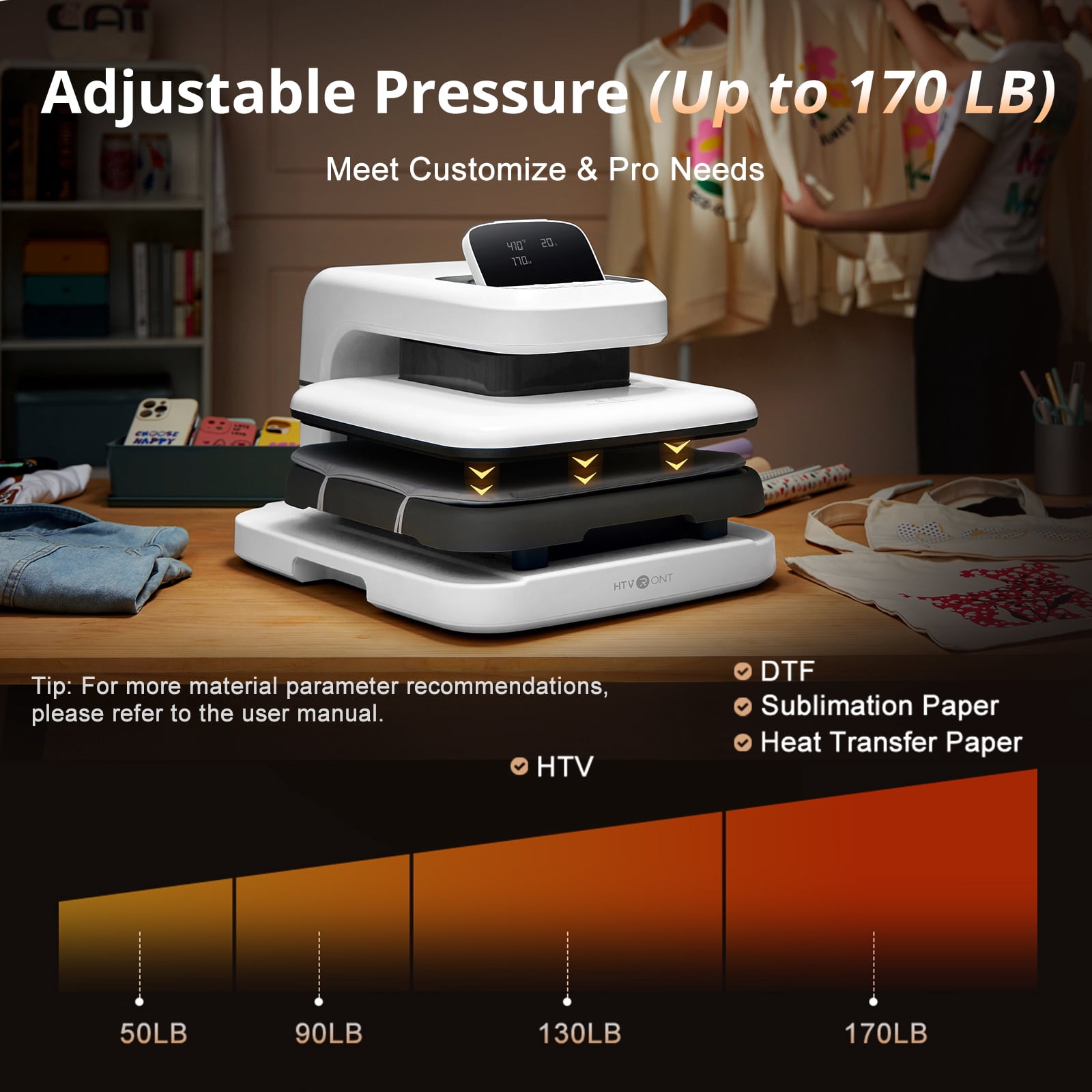 HTVRONT Automatic Heat Press 2 & Heat Press Accessories for Heat Press -210 PCS Includes HTV, Sublimation Paper, Sublimation HTV, Heat Resistant Tape, Heat Press Mat