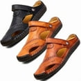 thumbnail image 4 of Men's Leather Sandals Water Shoes Casual Fisherman Beach Slippers Summer Driving, 4 of 13