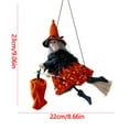 thumbnail image 3 of Hanging Fancy Witch on Broomstick Halloween Decoration Dolls Pendant , Unique Hanging Halloween Decor, Indoor Outdoor Haunted House Decoration, 9 Inches, 3 of 9