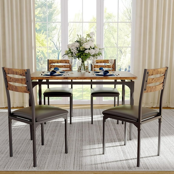 Ataucjin Dining Table Set for 4, 5-Piece Kitchen Table and Chairs, Rectangular Dining Room Table Set with 4 Chairs, Space-Saving Kitchen Table Set for Small Space,Dinette,Apartment