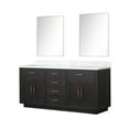 thumbnail image 2 of Shelter 72 in W x 22 in D Black Oak Double Bath Vanity, Carrara Marble Top and 34 in Mirrors, 2 of 8