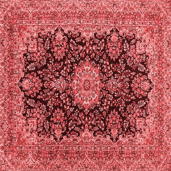 Ahgly Company Indoor Square Medallion Red Traditional Area Rugs, 7' Square