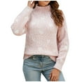 thumbnail image 5 of Sakmal Pink Sweaters Women Ugly Pullover Tops Long Sleeve Trendy Mock Neck Heart Print Sweaters for Women, 5 of 5