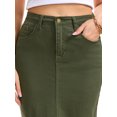 thumbnail image 5 of DARING DIVA Women's Jean Back Slit Stretch Below Knee Length Denim Skirts XL Army Green, 5 of 7