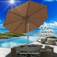 thumbnail image 4 of Sunrise 9' Outdoor Umbrella with 8 Ribs, Tilt, and Crank, Patio Garden Market Sunshade Umbrella (Brown), 4 of 10