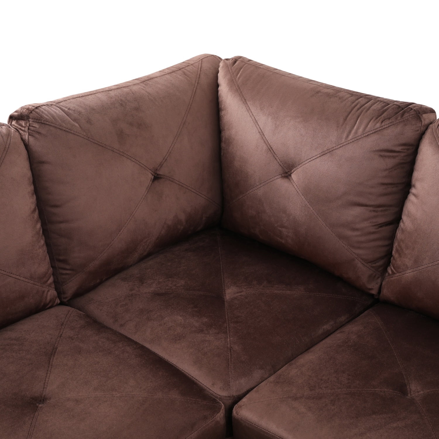 Hommoo Sofa Set,Classic L-Shaped Design with Right Armrest for Living Room,Microfiber Living Room Sofa Set,Brown