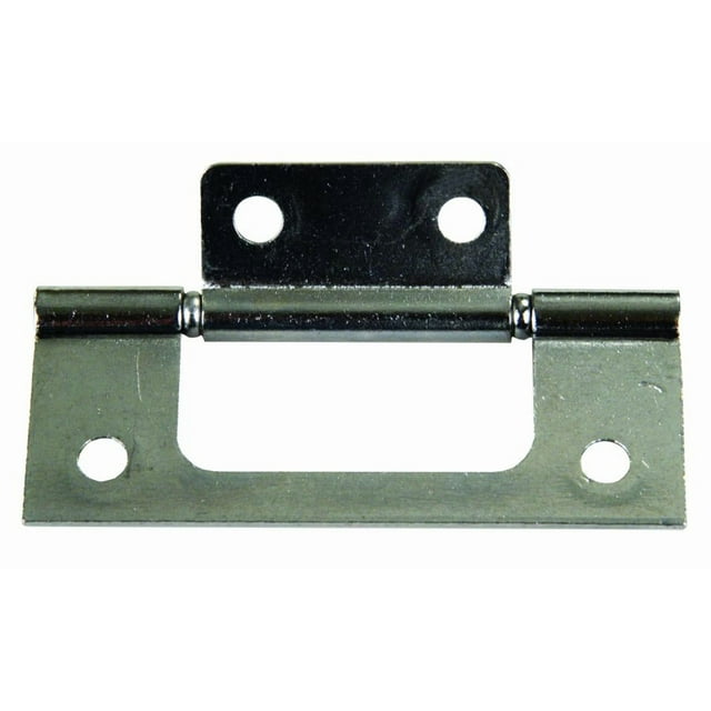 JR Door Hinge 70645 Non-Mortise; Use On Bi-Fold Doors; 3 Inch Length; Flush Mount; Chrome; With Mounting Screws; Set Of 2