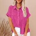 thumbnail image 3 of QIPOPIQ Chemises Décontractées à Manches Courtes pour Femmes, Blouses d'Été en Coton Doux avec Poche, Liquidation, 3 of 7