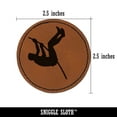 thumbnail image 2 of Pole Vaulter Track and Field Solid 2.5" Faux Leather Round Engraved Iron-On Patch - Brown, 2 of 6
