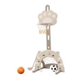 thumbnail image 3 of Juego de aro de baloncesto 3 en 1, juego familiar, soporte de baloncesto para fiestas, hogar y patio Gris, 3 of 8