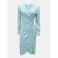 thumbnail image 5 of Women's Surplice Midi Dress with Long Sleeve Ruffled Sheer Details Decorative Button 100% Polyester for Everyday Wear, 5 of 8
