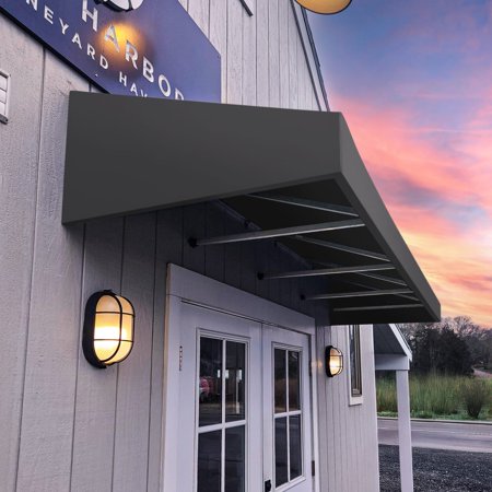 Awntech 5.38 Ft New Yorker Fixed Awning Canopy with Rigid Valance (64.5in x 31in x 24in), Gunmetal