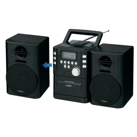 Jensen - CD-RW/CD-R Boombox with FM Radio - Black