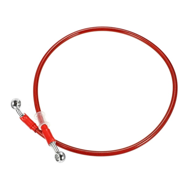 80cm 31.5 "Longitud 10mm ID Motocicleta Línea de freno hidráulico Tubo de manguera de aceite 28 ° 0 ° Cable trenzado de acero inoxidable para ATV Motocross Sport Bikes Rojo