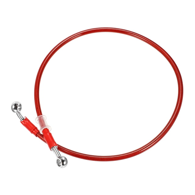 80cm 31.5 "Longitud 10mm ID Motocicleta Línea de freno hidráulico Tubo de manguera de aceite 28 ° 0 ° Cable trenzado de acero inoxidable para ATV Motocross Sport Bikes Rojo