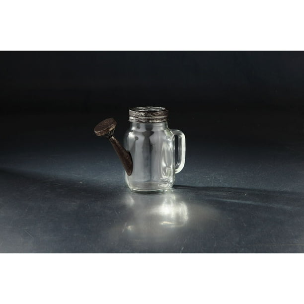 8" Clear Rustic Finish Handblown Glass Watering Cans with Lid Walmart