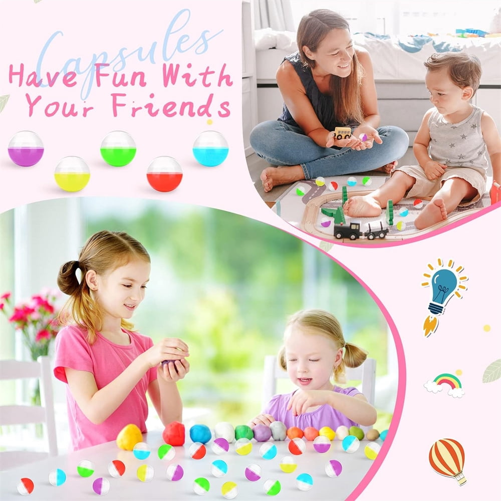 NOGIS 150 Pcs Vending Machine Capsules 1.3 Inch Gumball Machine Capsule Small Empty Toy Capsules Clear Colored Plastic Gumball Machine Containers for Toy Candy Party Favors