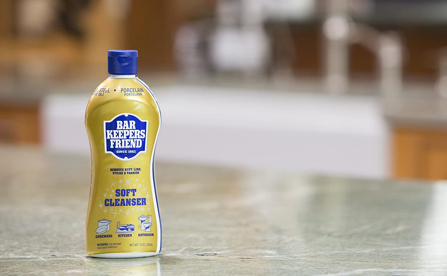 Bar Keepers Friend Soft Cleanser Liquid 13 oz Multipurpose Cleaner & Rust Stain Remover for Stainless Steel Sinks and Countertops, Porcelain and Ceramic Tile, Copper, Brass, and More (1)
