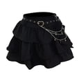 thumbnail image 5 of XIAONU Womens Tiered Ruffle Mini Skirt Star Chain Belt High Waist Gothic Street Bottoms, 5 of 5