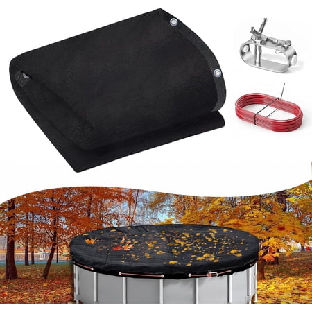 Mesh Pool Covers for Above Ground Pools 18 Foot, Heavy-Duty Round Swimming Pool Leaf Net Cover with Winch & Cable for Leaves and Debris, 0.07in Dense Mesh Pool Cover, 3.3-feet Overlap