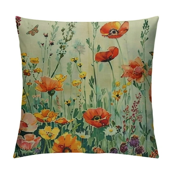 PRATYUS Spring Pillow Covers Flower Summer Outdoor Farmhouse Lumbar Throw Pillows Decor Couch Living Room 12x12in