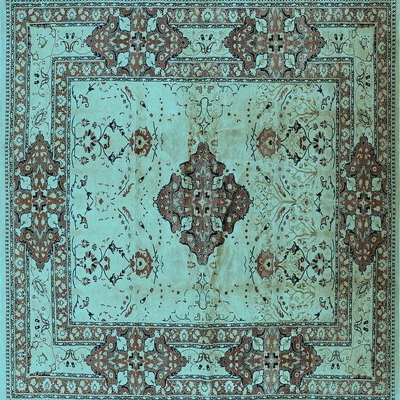 Ahgly Company Indoor Square Oriental Light Blue Industrial Area Rugs, 3' Square
