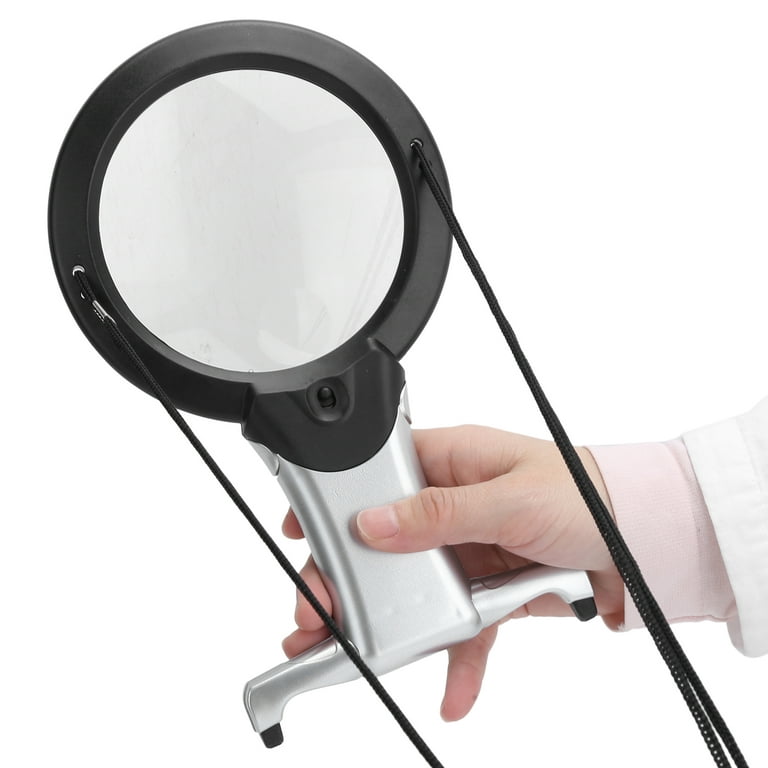 Magnifying Glass with Light and Stand Folding Design, LED Illuminated  Magnifier for Close Work, Handheld Magnifying Glass for Reading, Powered by
