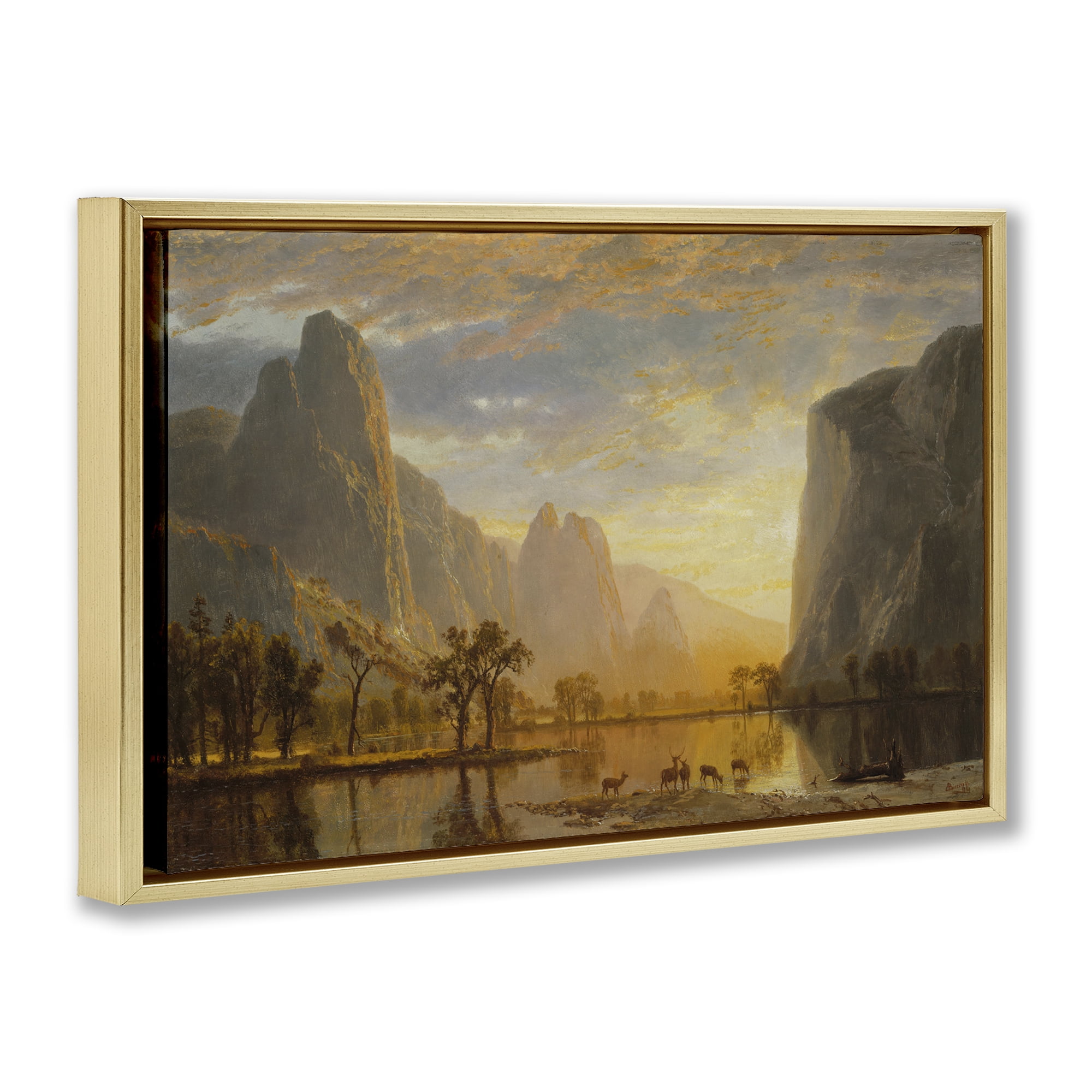 Stupell Industries Classic Bierstadt Yosemite Landscape Landscape & Nature Painting Gold Floater Framed Canvas Art Print Wall Art, 31 x 21