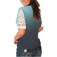 thumbnail image 3 of Pompotops Femmes Évider Mode Imprimé Manches Courtes V-Cou T-Shirt Chemisier Tops, 3 of 6
