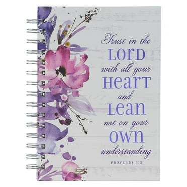 Christian Art Gifts Journal with Scripture for Women Trust in the Lord Proverbs 3:5 Bible Verse Purple Floral Watercolor 192 Ruled Pages, Large Hardcover Notebook, Wire Bound (Hardcover)