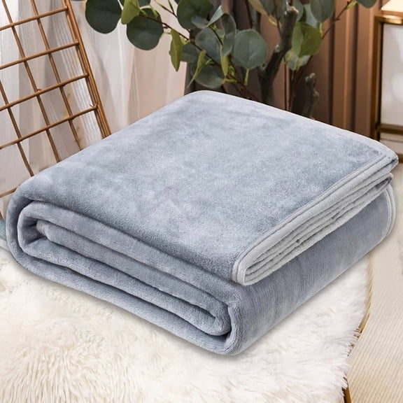 SATRINO Fleece Blanket - 27.5"x39.3" - Lightweight Blanket for Bed, Sofa, Couch, Camping, and Travel - Microplush - Ultra Soft Warm Blanket (Gray)