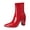 Red, variant on Womens Pointed Toe Ankle Booties Chunky High Heel Boots Side Zipper Patent Leather Boots