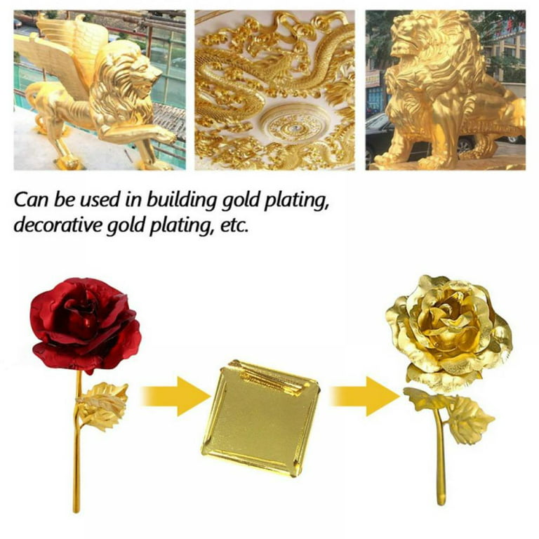 KINNO Edible Gold Leaf 24K Gold - 3.15 x 3.15 Gold Foil Metal Leaf Sheets  for Beauty Makeup, Cake&Desserts Decorations