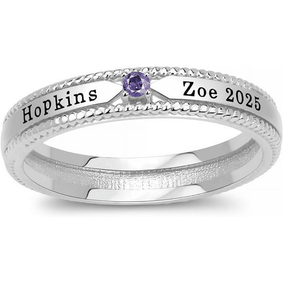 Ccjcinata Sterling Silver women's high school class rings-graduation class rings for women 2023-class rings for women high school customizable (Sterling Silver - Platinium)