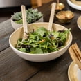 thumbnail image 6 of LEXA 12" Handmade Bamboo Salad Bowl – 130 oz Large Wooden Fruit Bowl for Kitchen Counter, White, 6 of 9