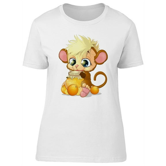 Baby Monkey With A Jar Of Honey T-Shirt Women -Image by Shutterstock, Female x-Large