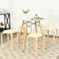 thumbnail image 2 of Costway Set of 4 Bentwood Round Stool Stackable Dining Chair W/Padded Seat Beige\Black, 2 of 11