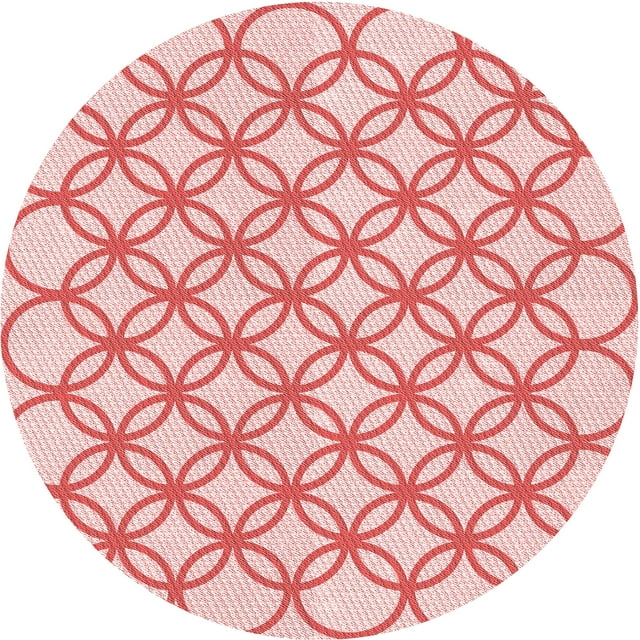 Ahgly Company Tapis Rond Lavable en Machine Intérieur Transitionnel Rouge Clair Rose, 5 Pieds Rond