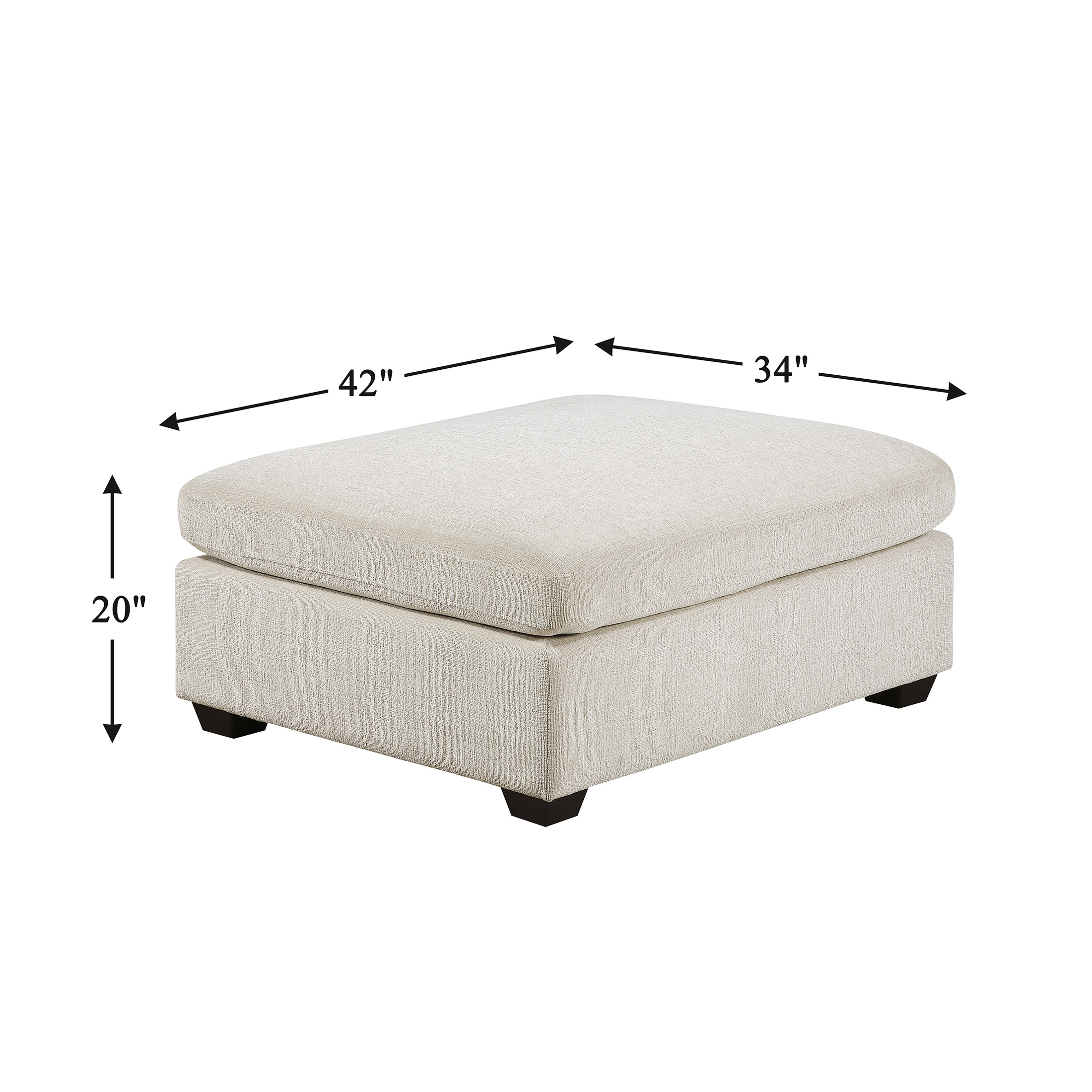 OakvillePark Crestiva Chenille Ottoman, Beige